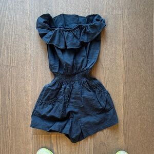 Elegant Navy Ruffled Romper
